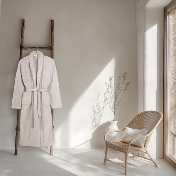 Béžový bavlněný župan velikost XL/XXL Terry – HIP-image-1