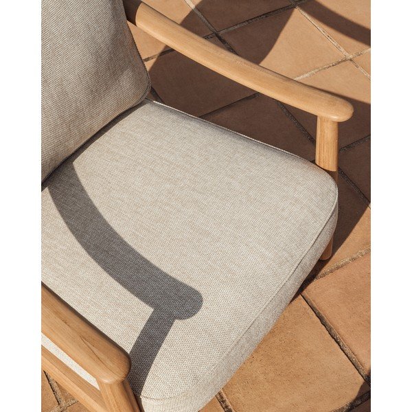 Světle šedé polstrované zahradní křeslo Elunda – Kave Home-image-4