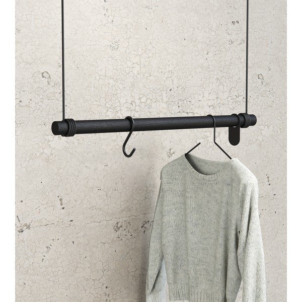 Černý nástěnný věšák z dubového dřeva 80 cm Swing M – LIND DNA-image-1