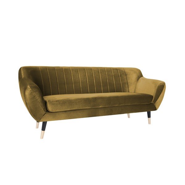 Hořčicově žlutá pohovka s černými nohami Mazzini Sofas Benito, 188 cm-image-2