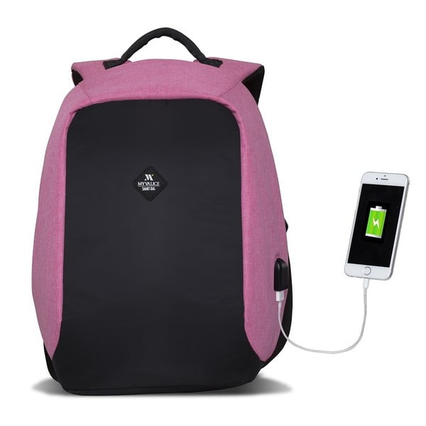 Černo-růžový batoh s USB portem My Valice SECRET Smart Bag-image-2