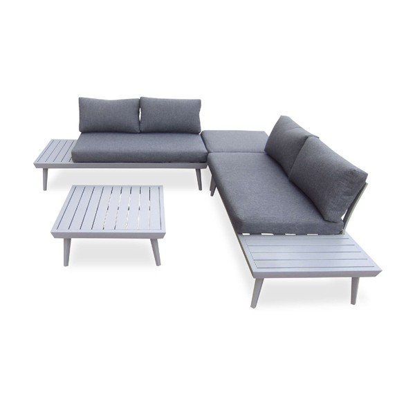 Set šedé zahradní sedačky a konferenčního stolku Bobochic Paris Vigo Gris-image-2