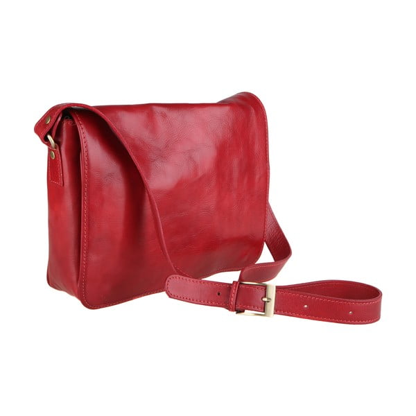 Červená kožená taška přes rameno Chicca Borse Norma