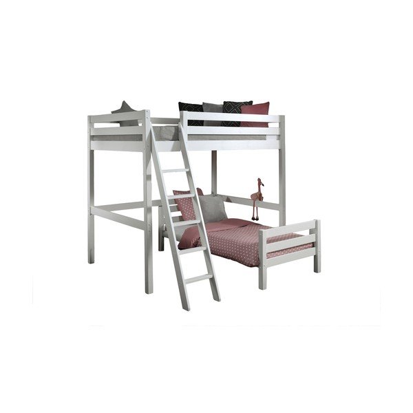 Bílá patrová dětská postel z borovicového dřeva PINO – Vipack