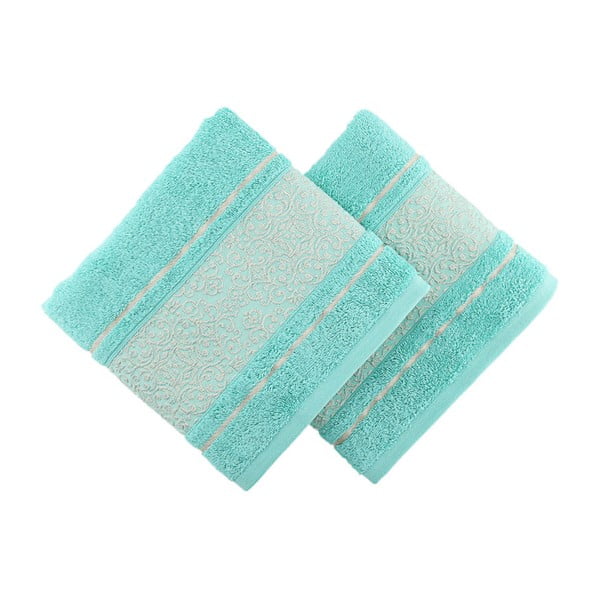 Sada 2 modrozelených ručníků Fance, 50 x 90 cm