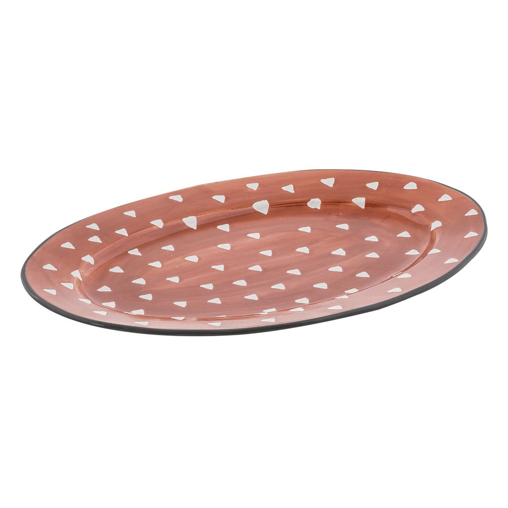 Červený keramický servírovací talíř Villa Altachiara Candy, 36,5 x 26 cm