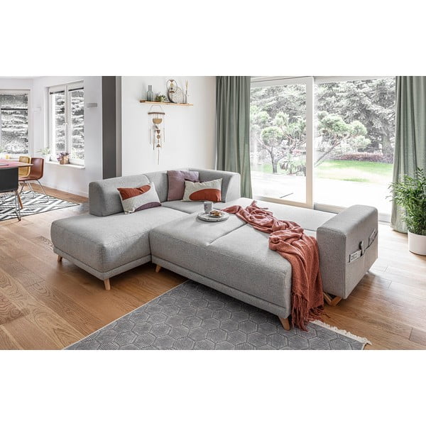 Světle šedá rozkládací/s úložným prostorem rohová pohovka (levý roh/do L) Classy Sophie – Miuform-image-4