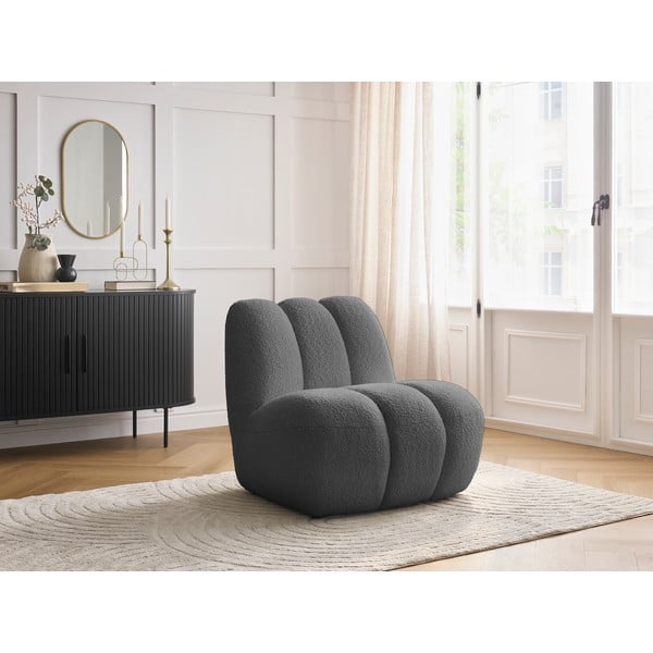 Tmavě šedé křeslo z textilie bouclé Janissaire – Bobochic Paris-image-1
