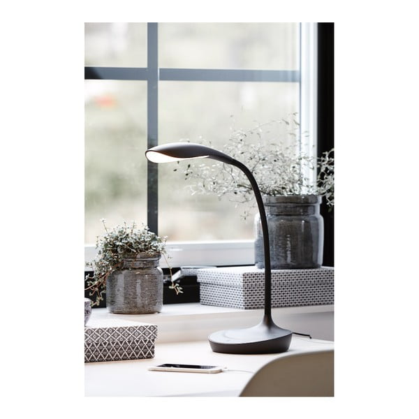Černá stolní lampička s USB portem Markslöjd Swan-image-2