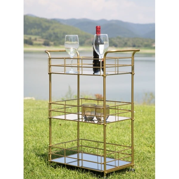 Servírovací vozík s 3 patry s konstrukcí ve zlaté barvě Mauro Ferretti Reo-image-1