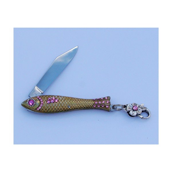 Dárkové balení 2 nožíků rybička Růžové a modré krystaly, v plechové krabičce-image-2