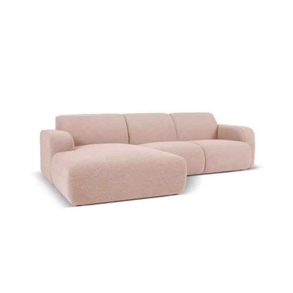 Růžová rohová pohovka z textilie bouclé (levý roh) Molino – Micadoni Home-image-2