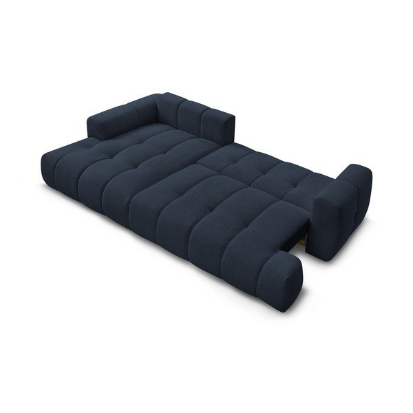 Tmavě modrá rozkládací/s úložným prostorem rohová pohovka (levý roh/s lenoškou) Fuji – Bobochic Paris-image-4