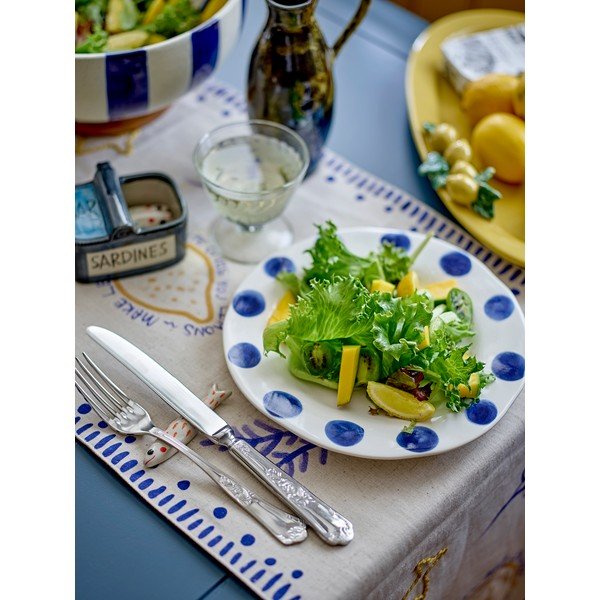 Bílé/modré talíře v sadě 3 ks z kameniny ø 28 cm Linora – Bloomingville-image-3