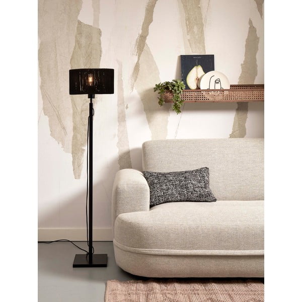 Černá stojací lampa se stínidlem z juty (výška 126 cm) Iguazu – Good&Mojo-image-1