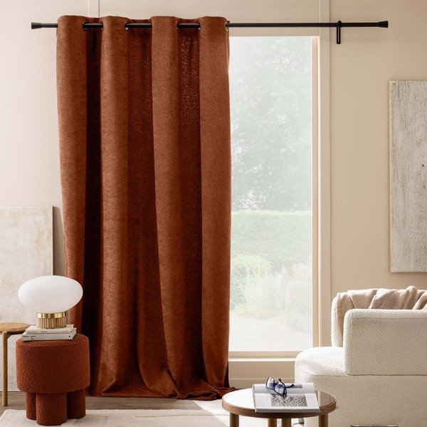 Závěs z materiálu bouclé v terakotové barvě 140x260 cm Winona – douceur d'intérieur-image-3