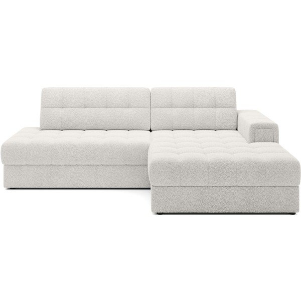 Krémová rozkládací rohová pohovka z textilie bouclé (pravý roh/s lenoškou) Blezalt – ELTAP