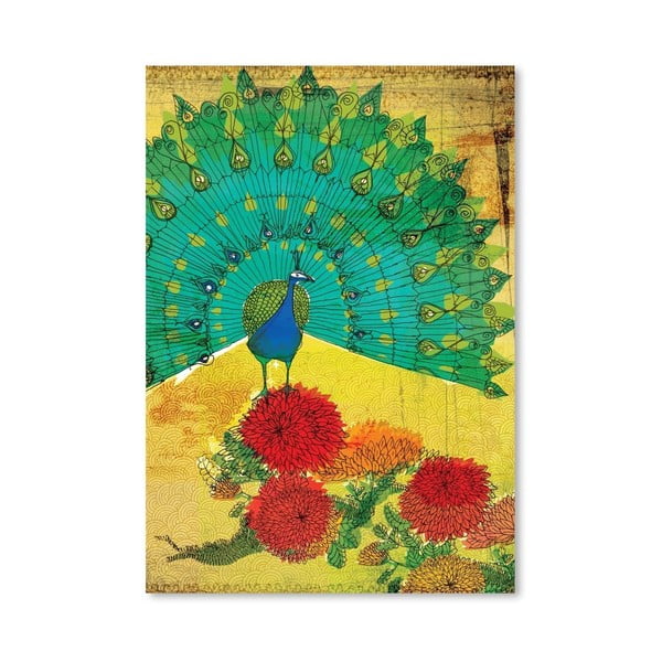 Plakát Peacock Wooden, 30x42 cm