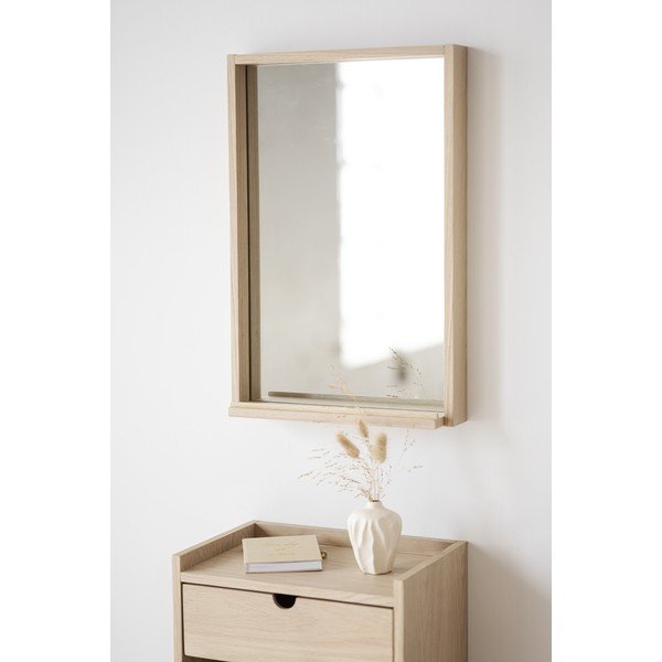 Závěsný noční stolek s poličkami z dubového dřeva v přírodní barvě Hillmond – Rowico-image-3