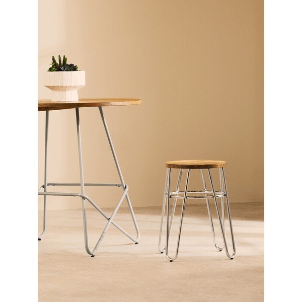 Stolička z jilmového dřeva ve stříbrné barvě/v přírodní barvě District – Premier Housewares-image-1
