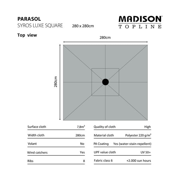 Zelený slunečník 280x280 cm Syros - Madison-image-2
