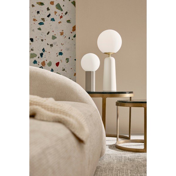 Bílá kovová stolní lampa se skleněným stínidlem (výška 51 cm) Delphine – Bizzotto-image-2