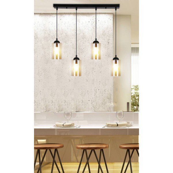Černé závěsné svítidlo se skleněným stínidlem 10x65 cm Bistro – Candellux Lighting-image-1