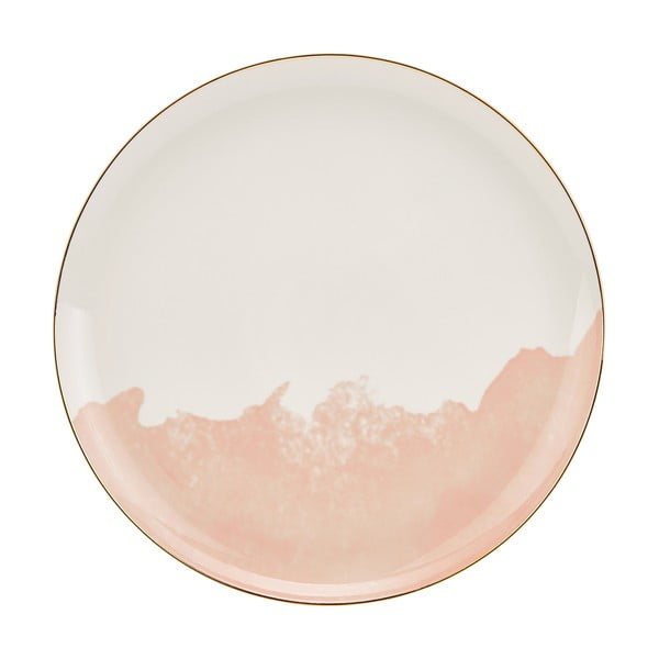 Sada 2 růžovo-bílých porcelánových talířů Westwing Collection Rosie, ø 26 cm