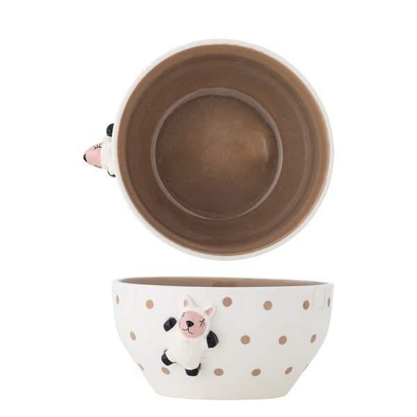 Bílá/hnědá dětská miska z kameniny ø 14 cm Dolly – Bloomingville Mini-image-3