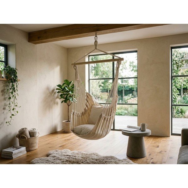 Krémové polstrované závěsné zahradní křeslo Tobago – Garden Pleasure-image-4