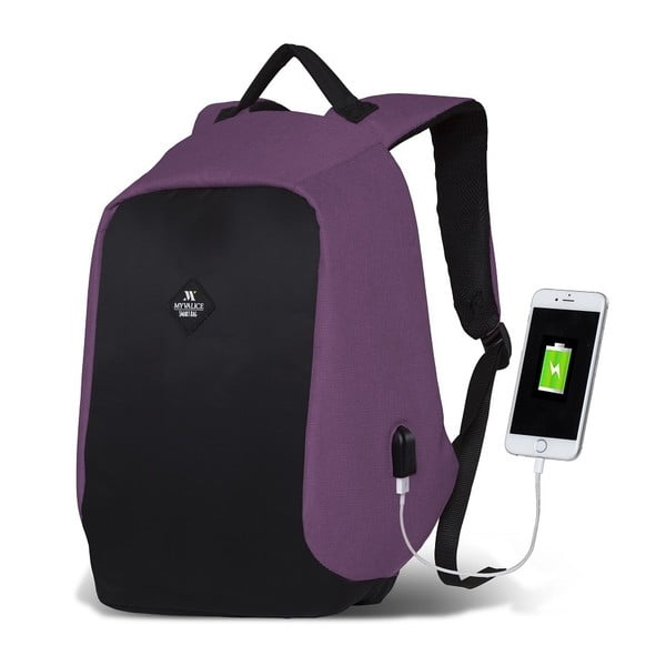 Černo-fialový batoh s USB portem My Valice SECRET Smart Bag
