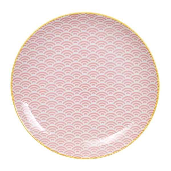 Růžový porcelánový talíř Tokyo Design Studio Wave, ⌀ 25,7 cm