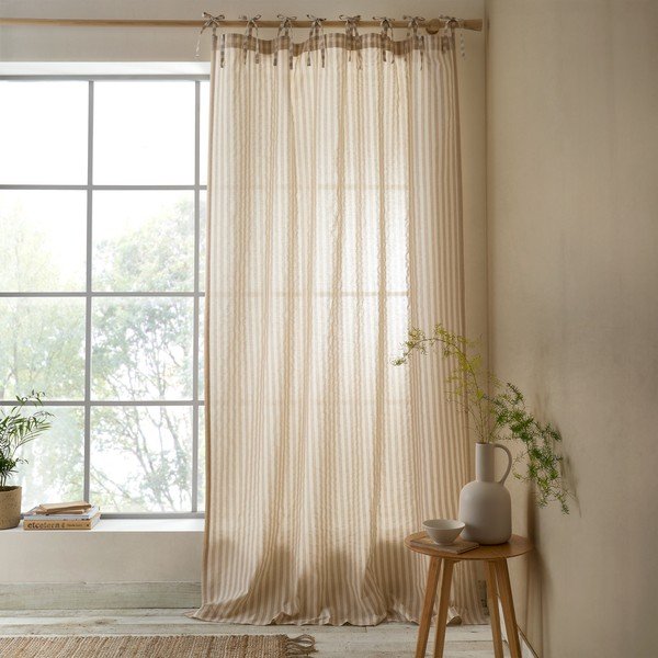 Béžový závěs 140x183 cm Zanzibar Woven Stripe – Pineapple Elephant-image-1