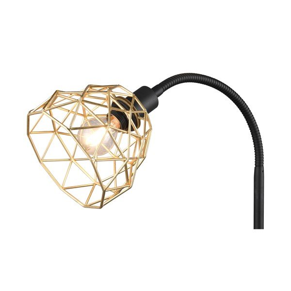 Stojací lampa v černé a zlaté barvě s kovovým stínidlem (výška 180 cm) Haval – Reality-image-2
