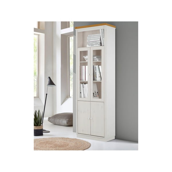 Bílá vitrína z borovicového dřeva 74x223 cm Anita – Støraa-image-3