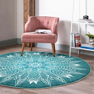 Tyrkysový pratelný kulatý koberec vhodný pro robotické vysavače ø 120 cm Comfort – Mila Home