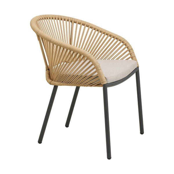 Béžová kovová/polstrovaná zahradní židle Novella – House Nordic-image-3