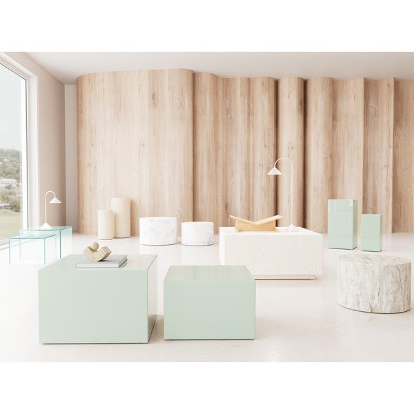 Skleněné konferenční stolky v sadě 2 ks 50x50 cm Dice – Actona-image-1