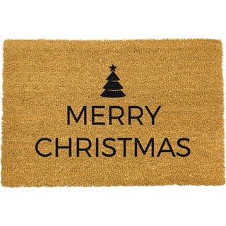 Černá rohožka z přírodního kokosového vlákna Artsy Doormats Merry Christmas, 40 x 60 cm