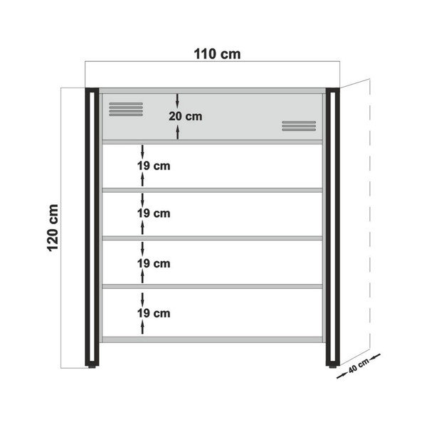 Skříň s policemi Esme, výška 120 cm-image-2