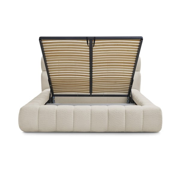 Béžová čalouněná dvoulůžková postel s úložným prostorem s roštem 180x200 cm Mont Blanc – Bobochic Paris-image-3