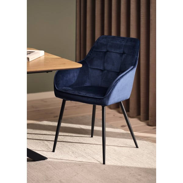 Tmavě modrá čalouněná jídelní křesla v sadě 2 ks s područkami Nolan Square – Unique Furniture-image-1