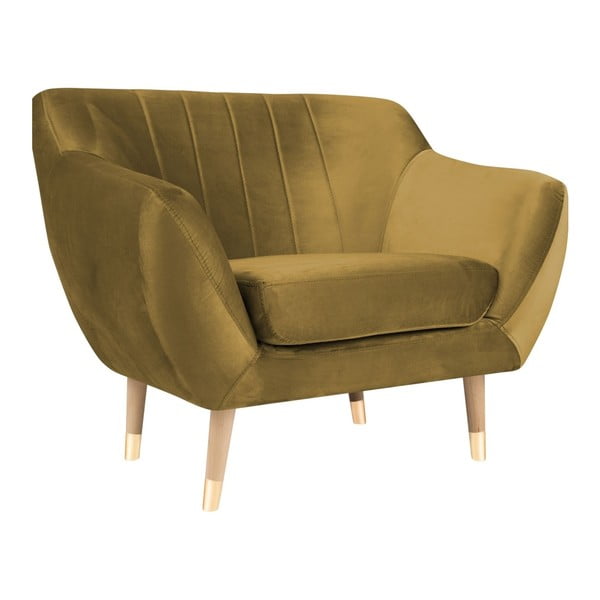 Sametové křeslo ve zlaté barvě Mazzini Sofas Benito-image-2