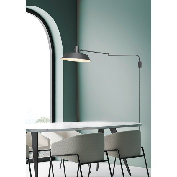 Matně černé nástěnné svítidlo s ohybatelnou konstrukcí do zásuvky ø 35,5 cm Bolder – Trio-image-3