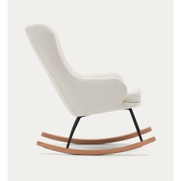 Bílé houpací křeslo z textilie bouclé Maustin – Kave Home-image-4
