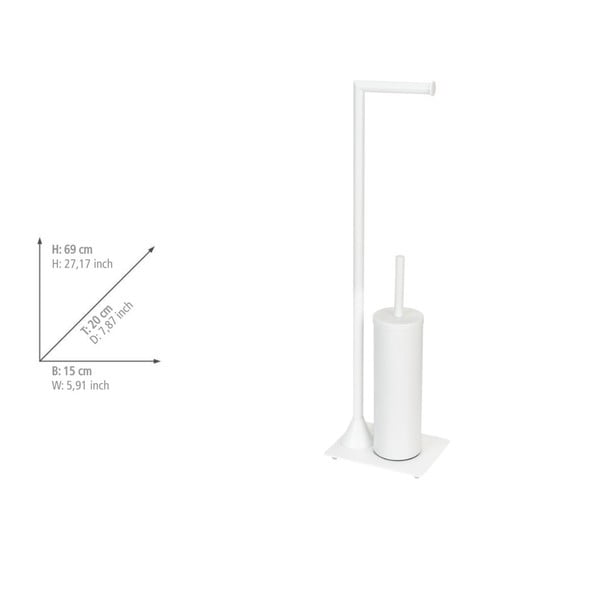 Bílý ocelový stojan na toaletní papír se štětkou Hella – Wenko-image-3