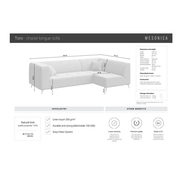 Růžová rohová pohovka MESONICA Toro, pravý roh-image-4