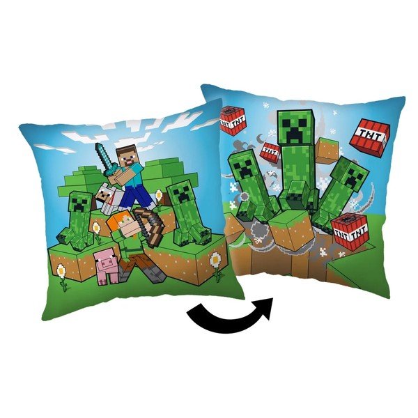 Dětský polštářek z mikroplyše 40x40 cm Minecraft Creeper Rush – Jerry Fabrics