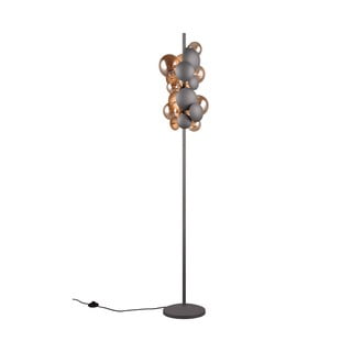 Stojací lampa se skleněným stínidlem v šedo-zlaté barvě (výška 155 cm) Bubble – Trio Select