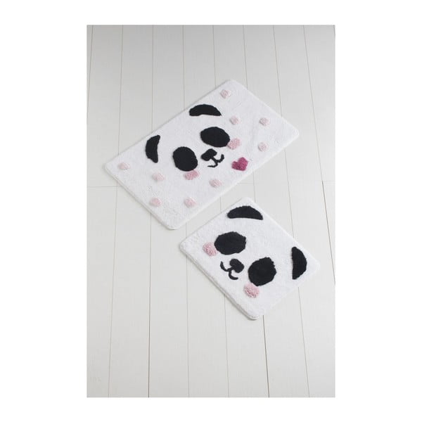 Sada 2 černo-bílých koupelnových předložek Confetti Bathmats Panda